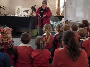 Miriam Fokker with school group in the Education Centre